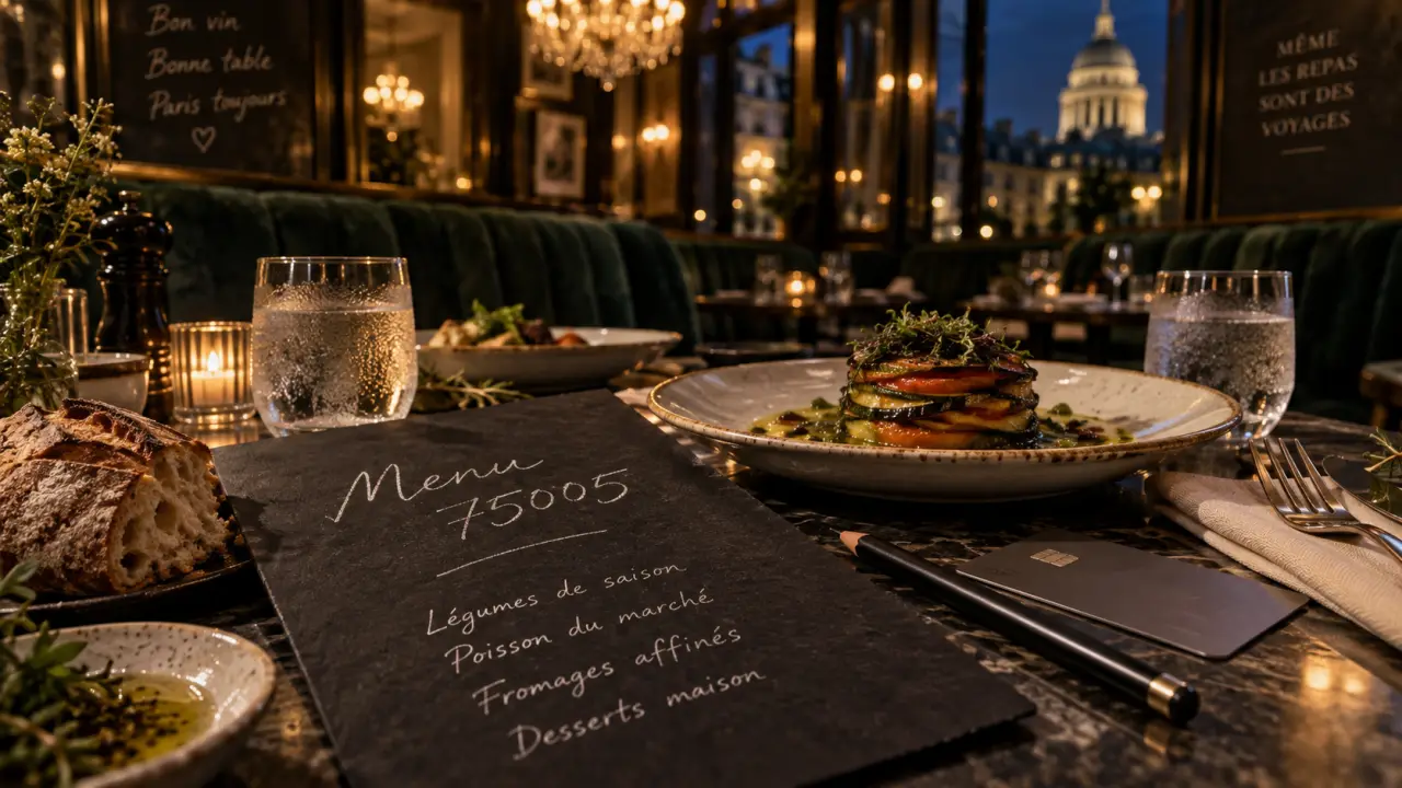 Restaurant 75005 : menu Paris 5e, ardoise et table